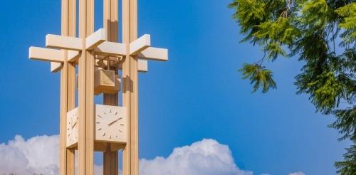 Brandt Cloack Tower with blue sky background